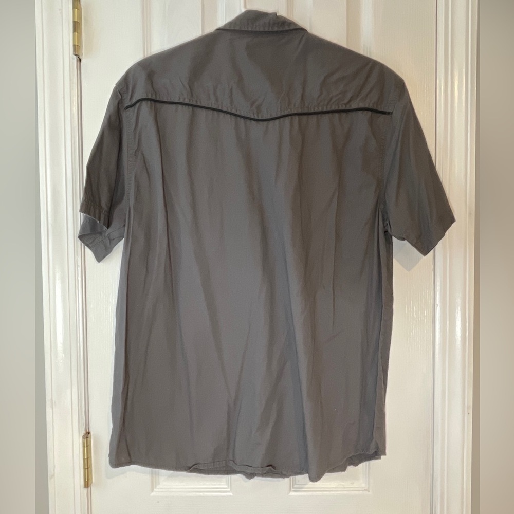 Black Jack Button Up Collared Cotton Shirt Size XL Gray Short Sleeve Pockets - Picture 5 of 12